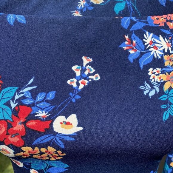 Navy Blue Retro 70s Bell Sleeves Stretch Off the Shoulder Shorts Romper Small - Picture 9 of 9